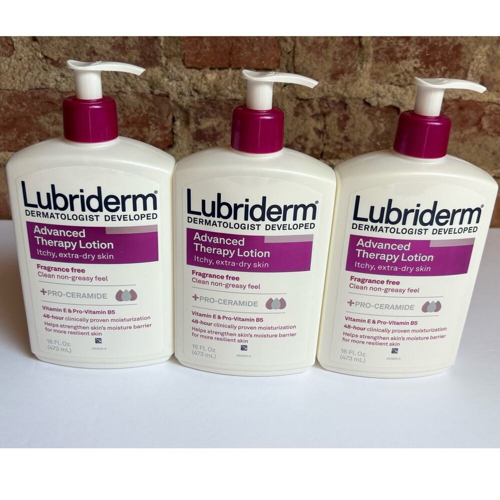 Lubriderm Advanced Therapy Lotion Intensely Hydrates Extra-Dry Skin 16oz X3